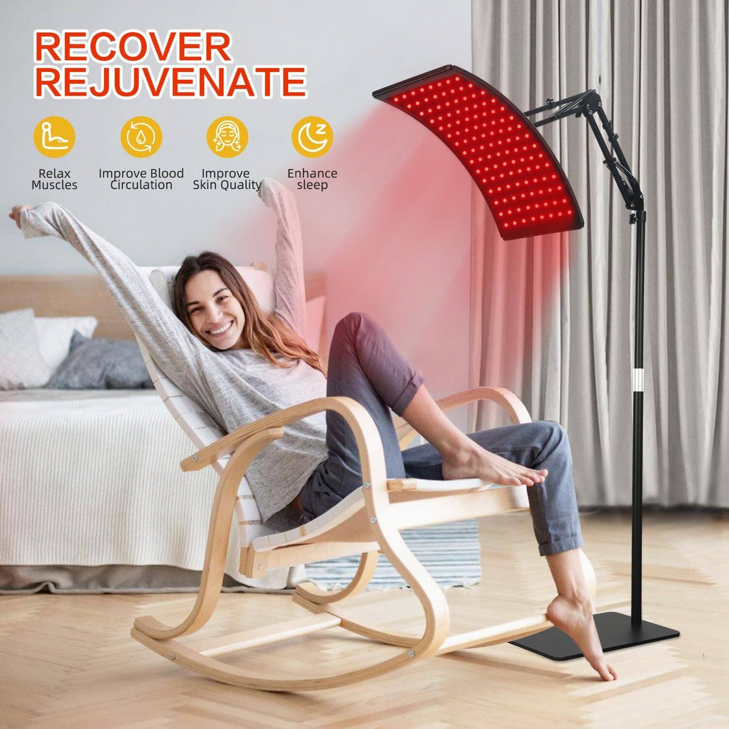 Red Infrared Light Therapy Lamp with Adjustable Stand