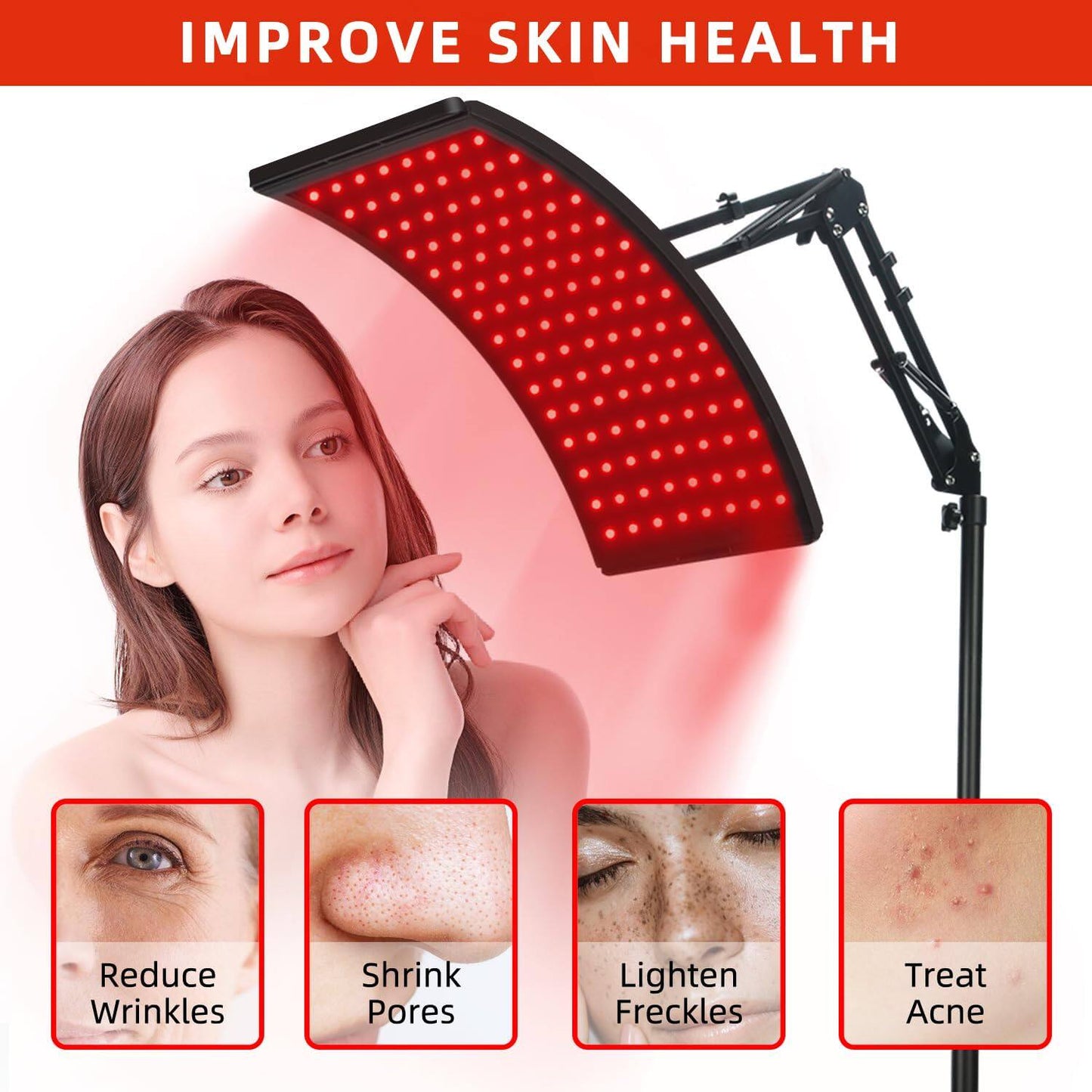 Red Infrared Light Therapy Lamp with Adjustable Stand